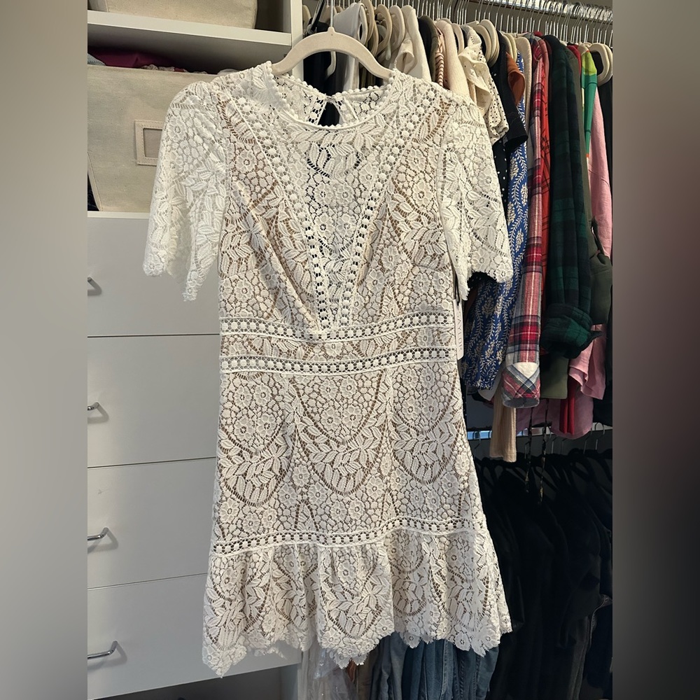 Saylor white lace dress. Tags on, never been worn!